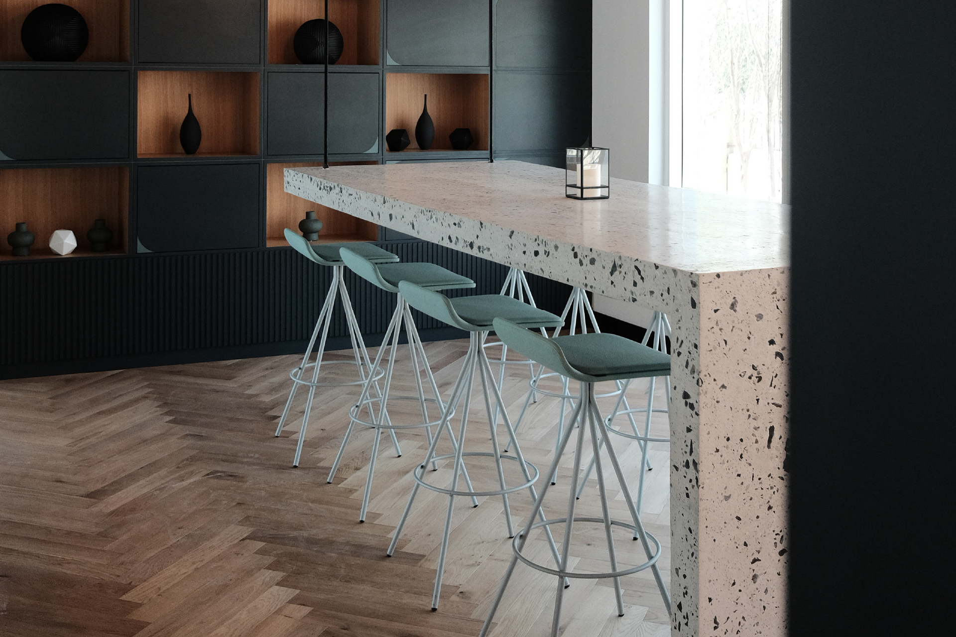 terrazzo table and chair details